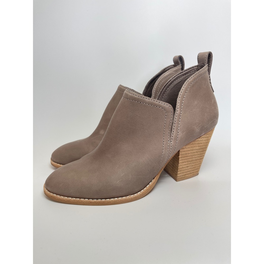 Jeffrey Campbell Cromwell Taupe Leather Cutout Ankle Boots Womens 8.5 Block Heel